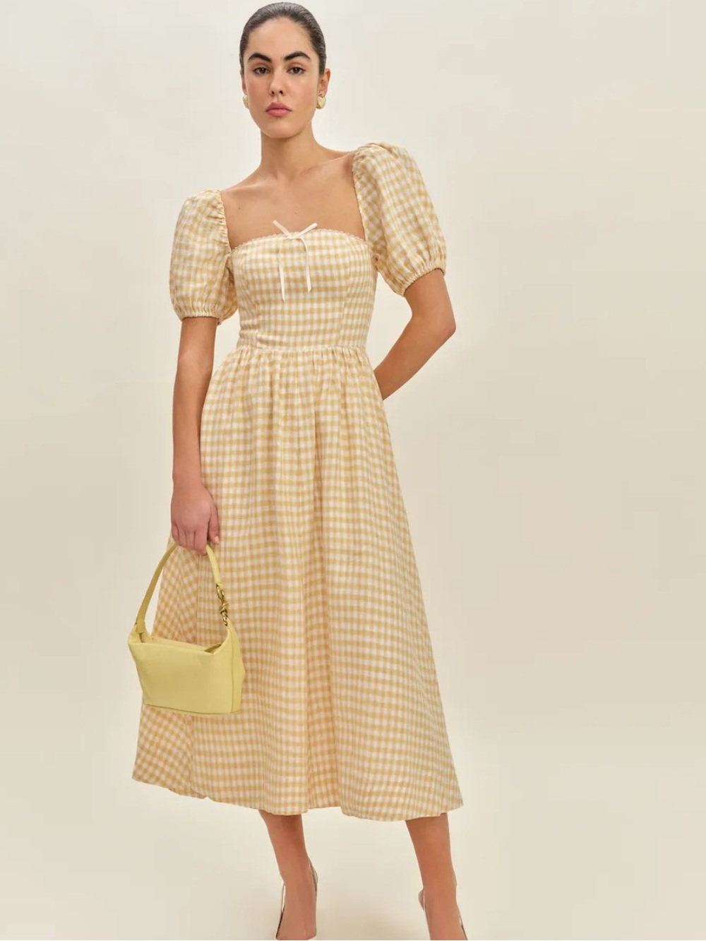 Reformation Marella Linen Dress Yellow - Size 4